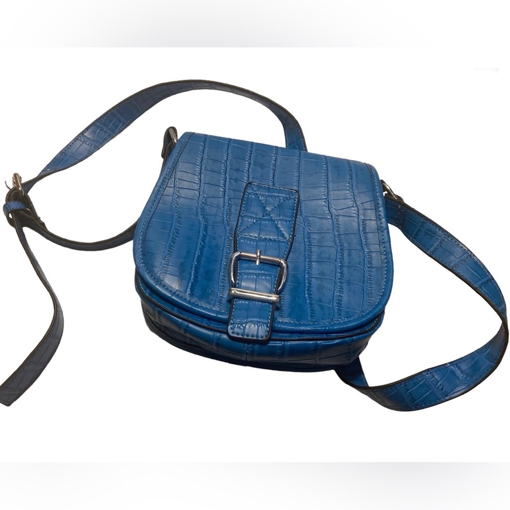 Crocodile blue purse with adjustable strap